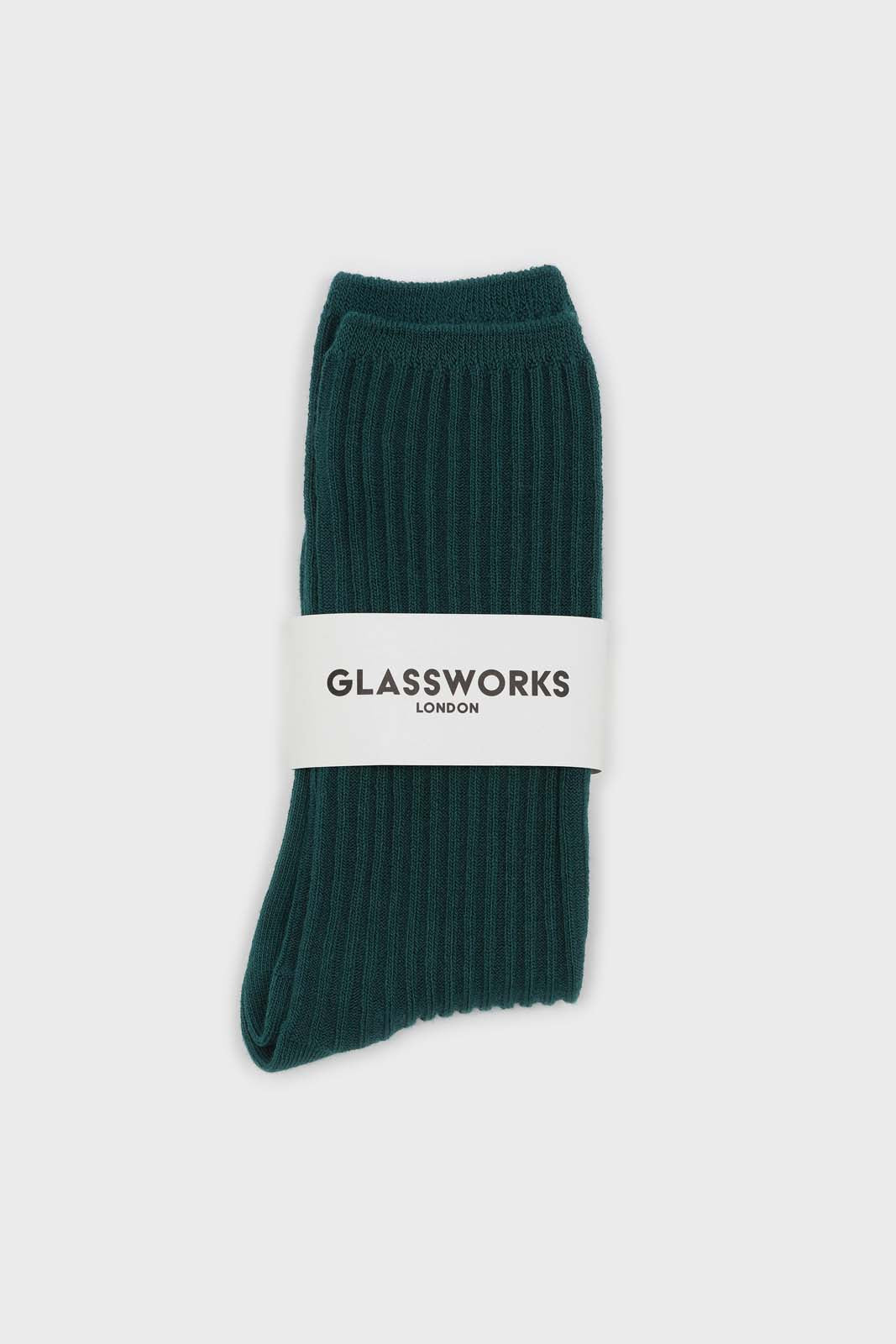 Dark green long ribbed socks_3