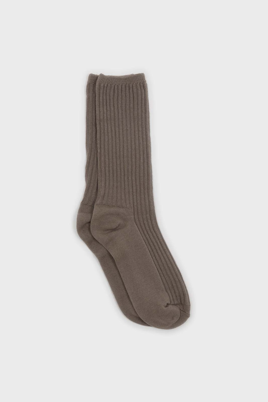 Light khaki long ribbed socks_1