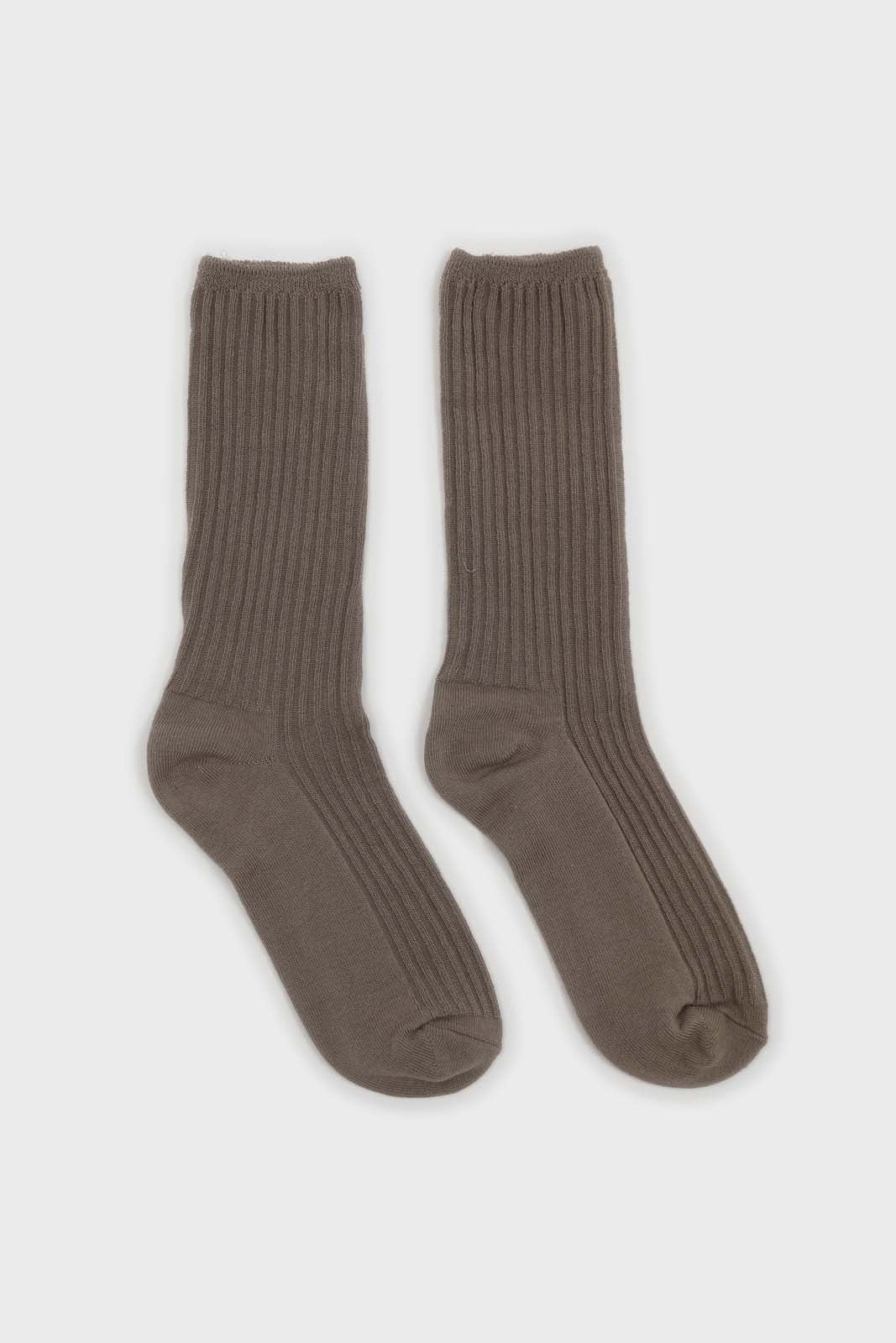 Light khaki long ribbed socks_4