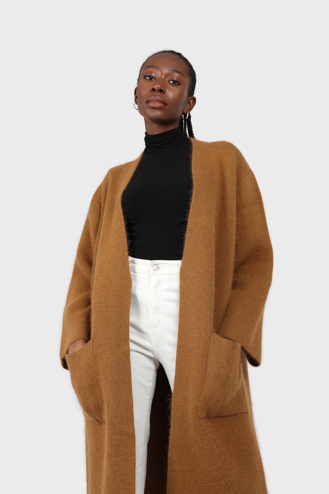 Camel thick angora sweater coat_5