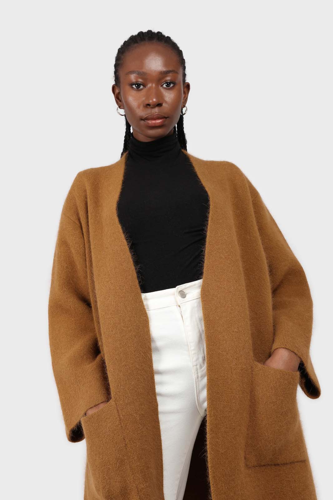 Camel thick angora sweater coat_6