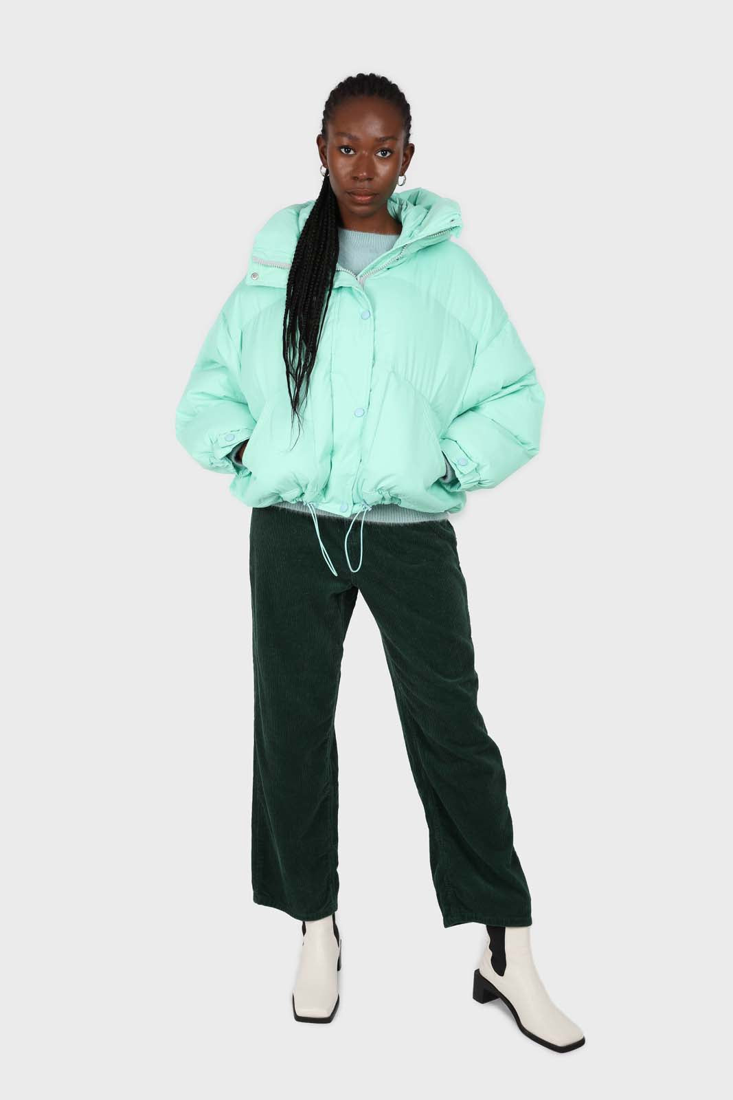 Mint green hooded thick puffer jacket_2