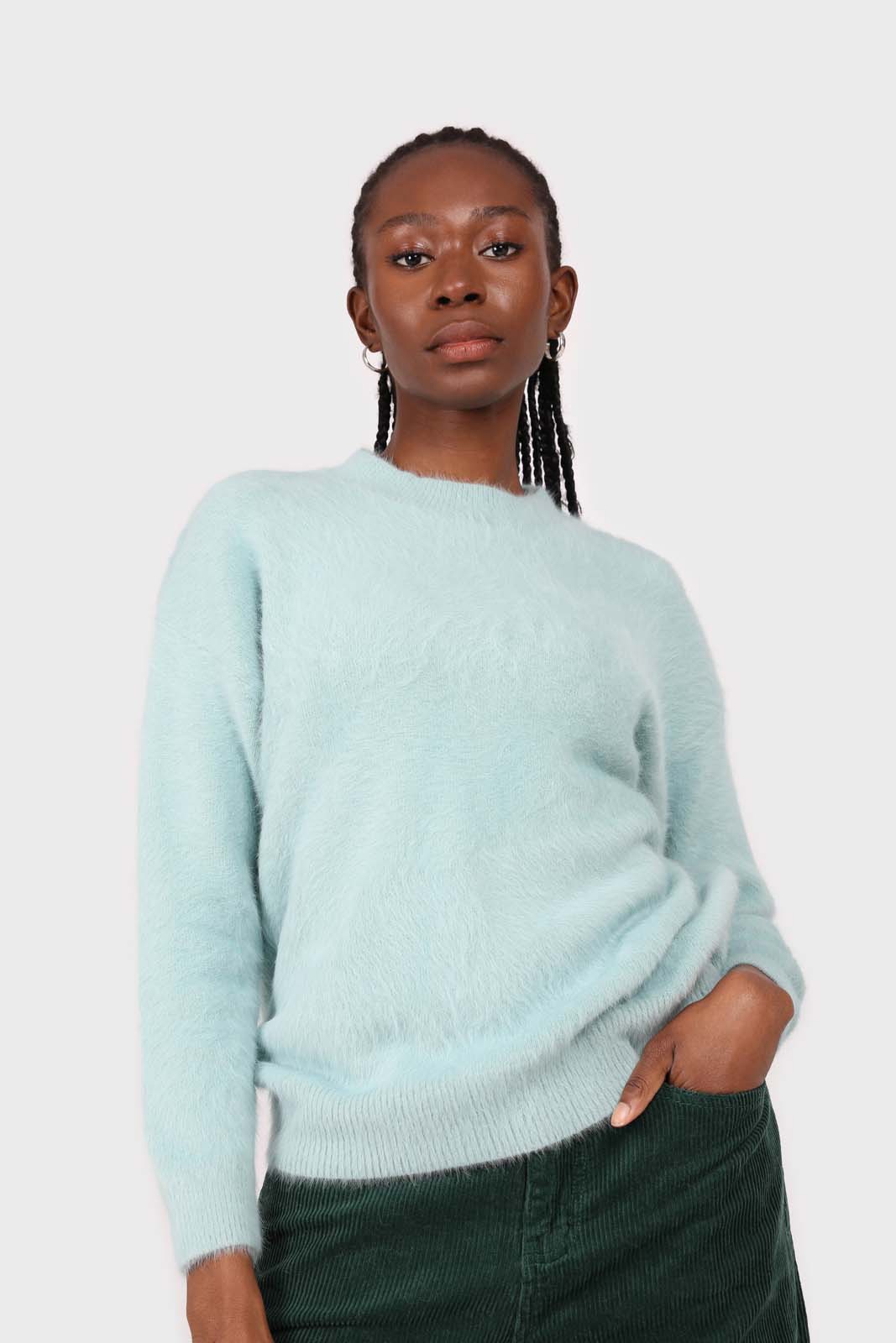 Mint angora furry crew neck jumper_2