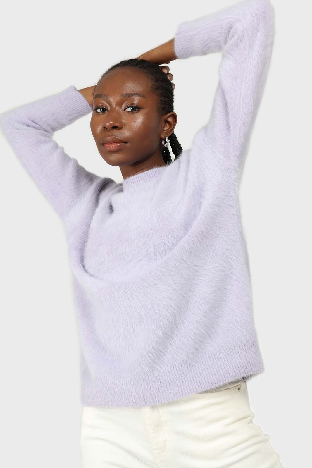 Lilac angora furry crew neck jumper_3