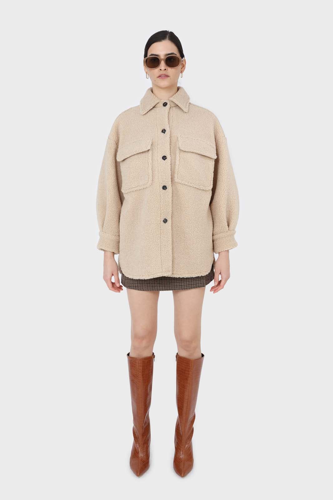 Beige teddy oversized shirt jacket_2