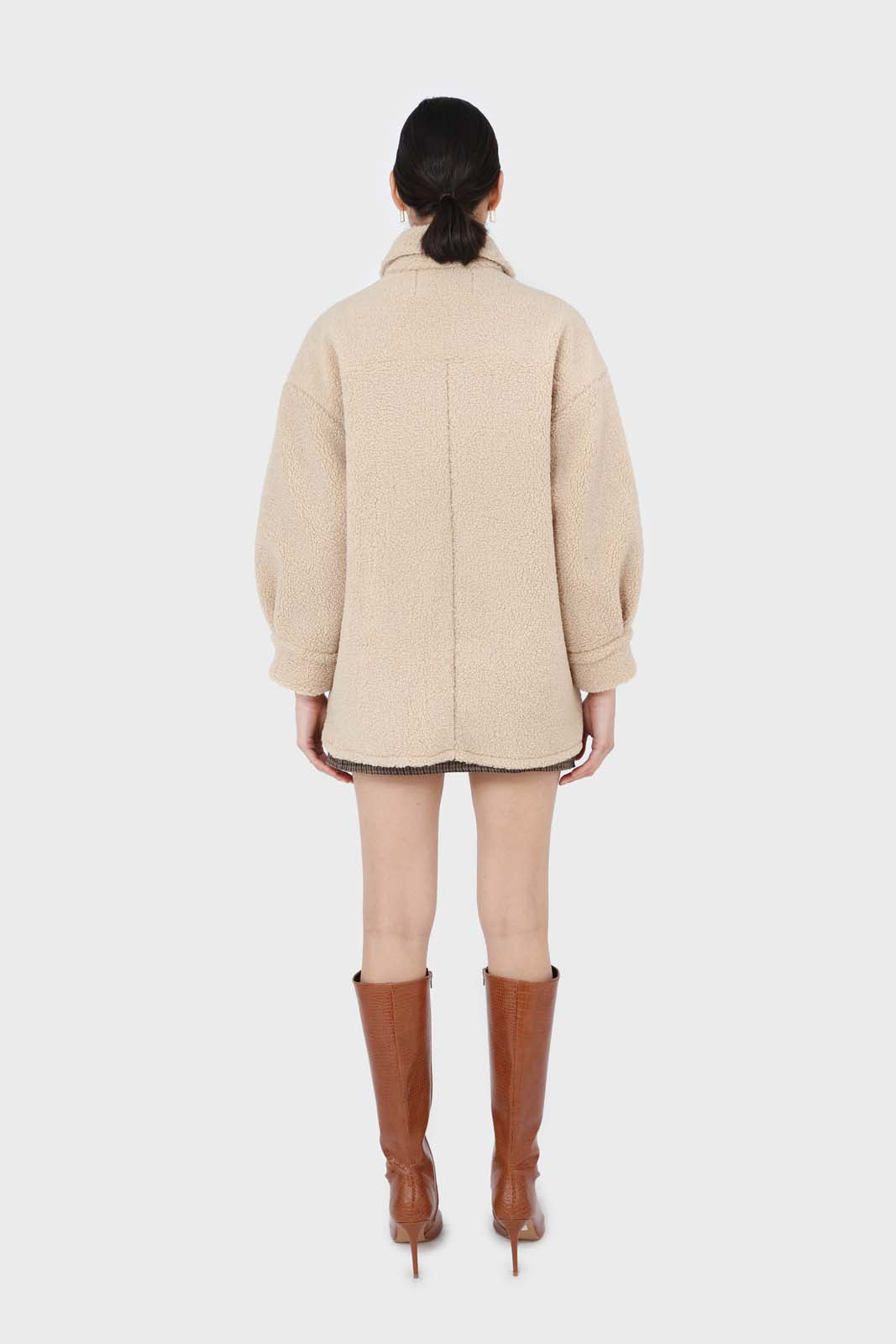 Beige teddy oversized shirt jacket_3