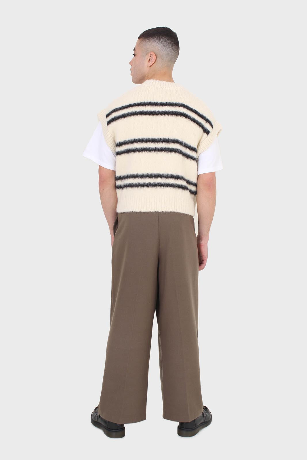 Brown tucked wrap belted loose fit trousers_2