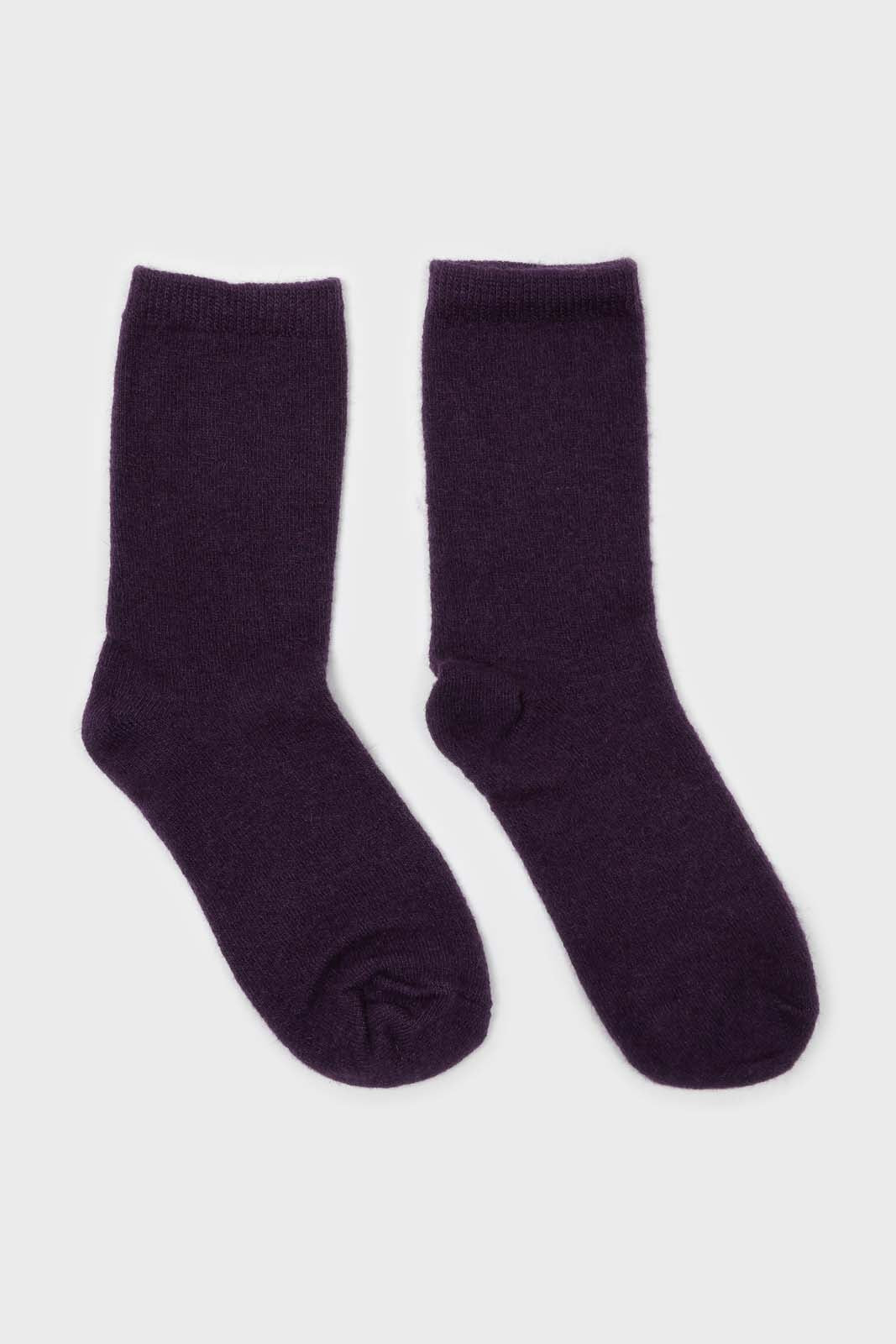 Violet smooth wool long socks_3