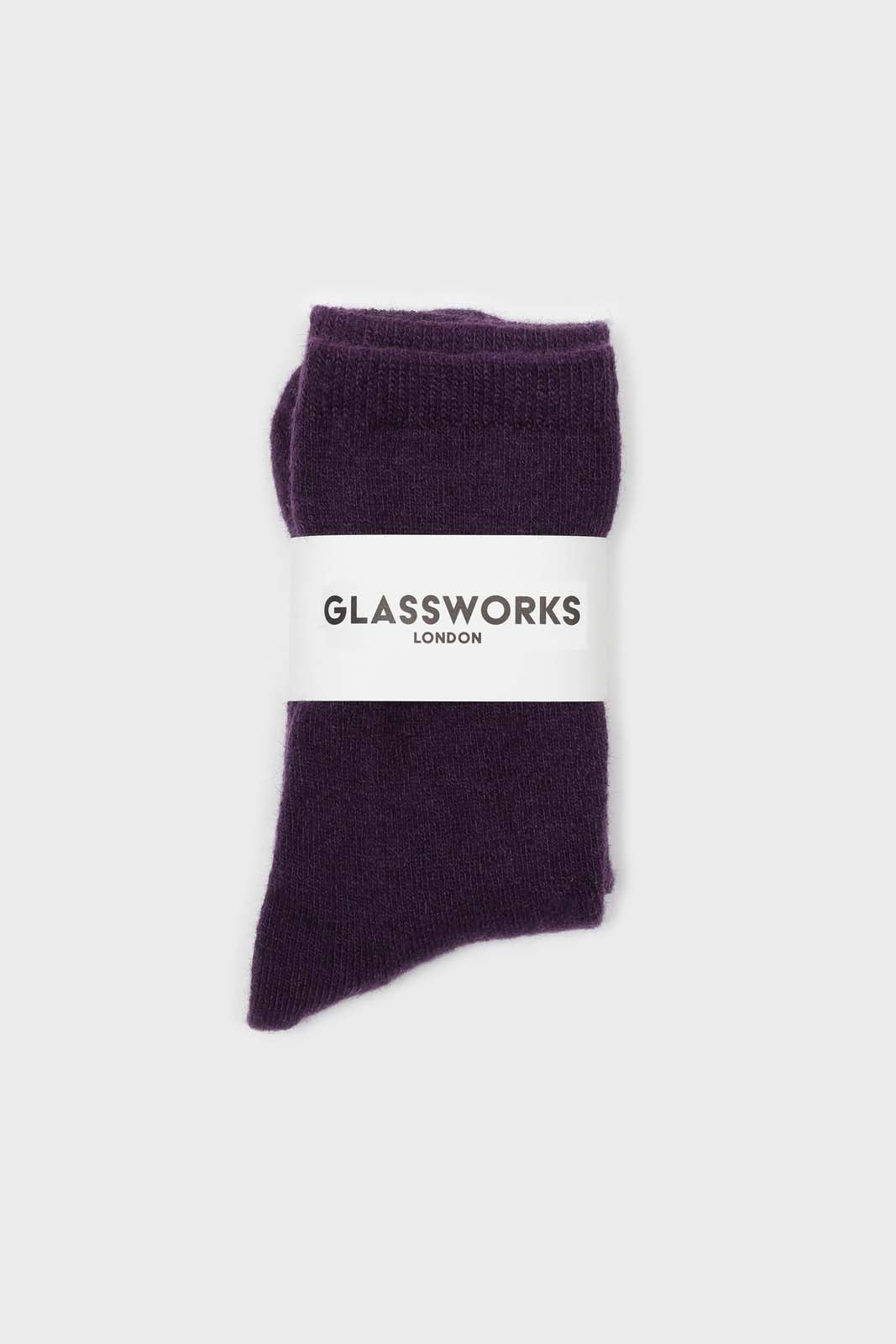 Violet smooth wool long socks_4