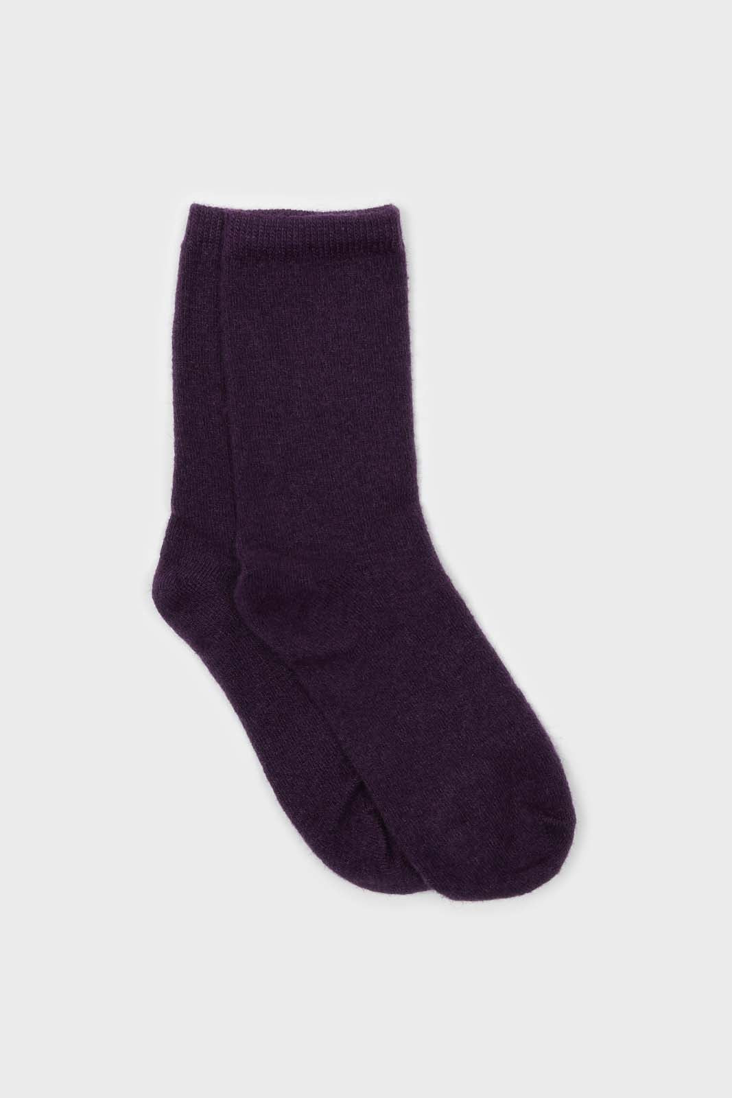 Violet smooth wool long socks_1