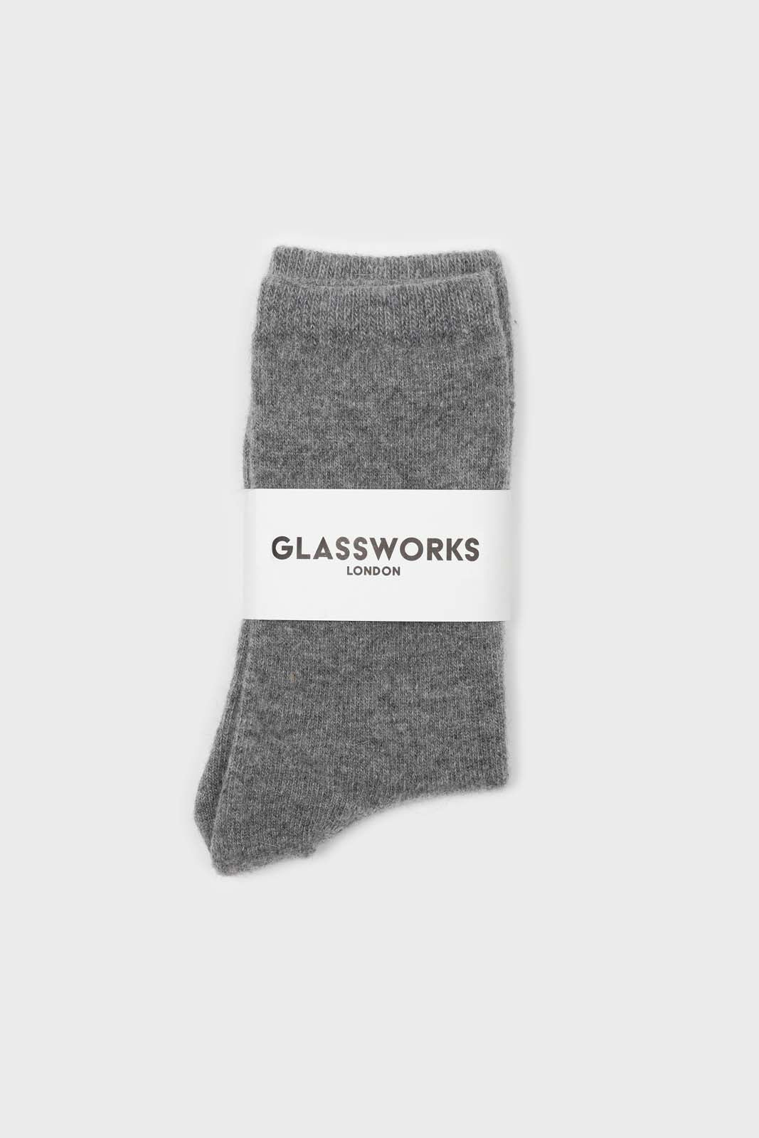 Dark grey smooth wool long socks_3