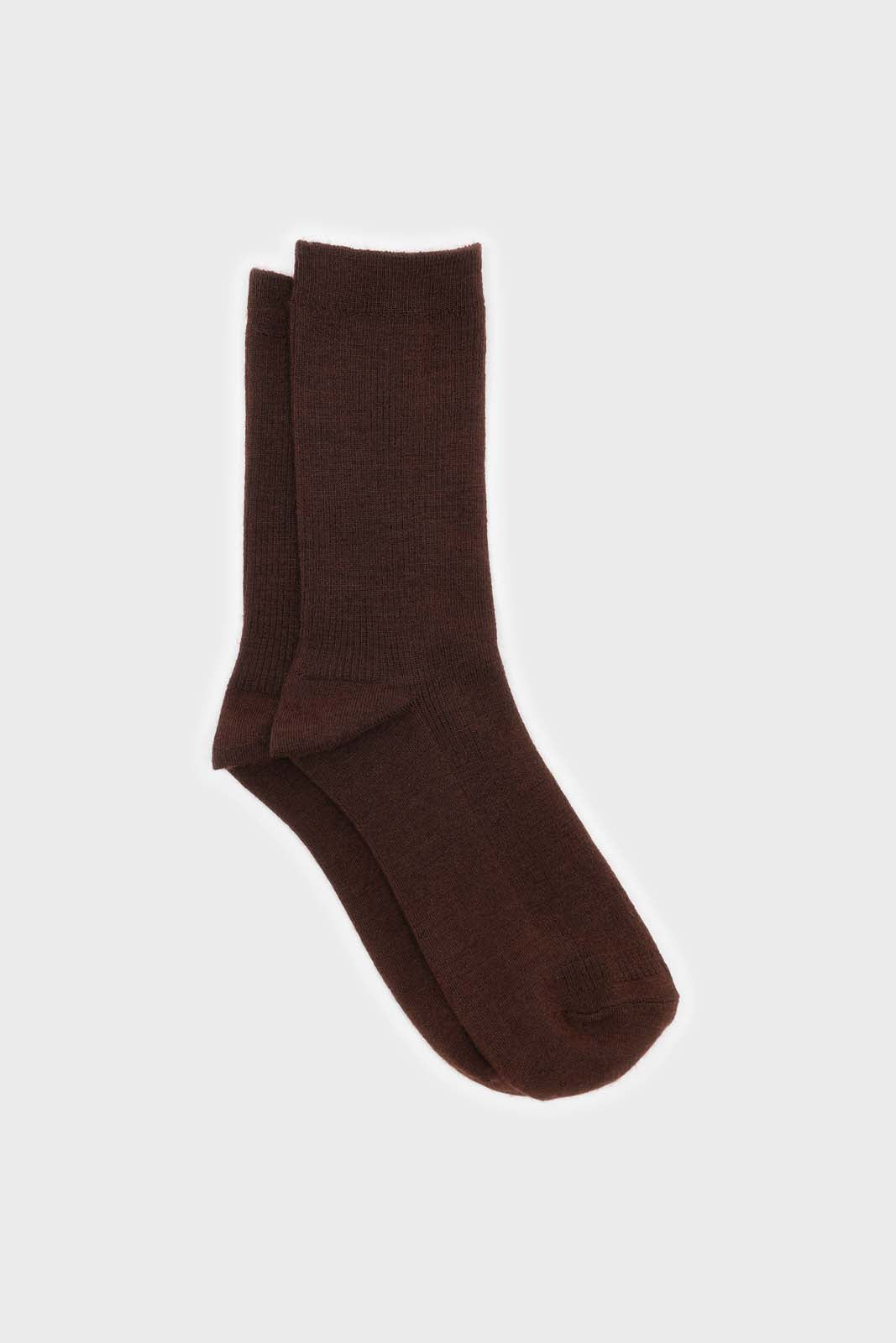 Deep brown merino wool socks_1