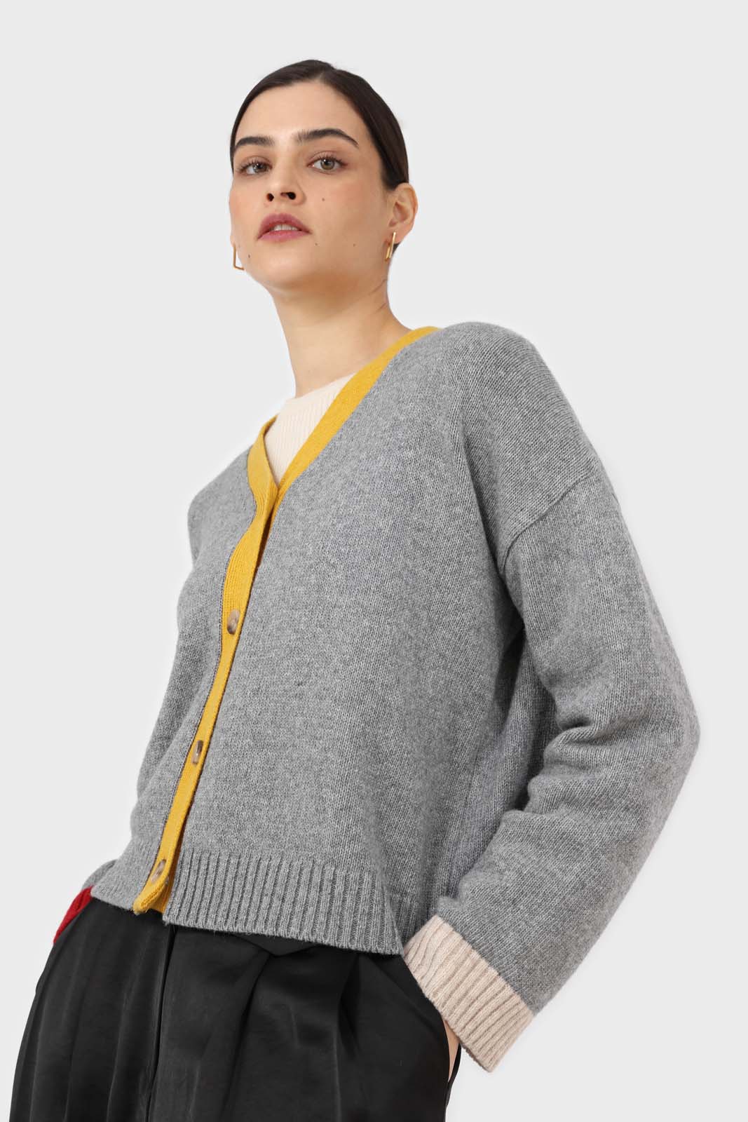 Grey and yellow contrast trim cardigan_3