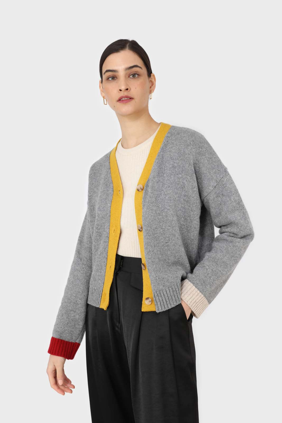 Grey and yellow contrast trim cardigan_6