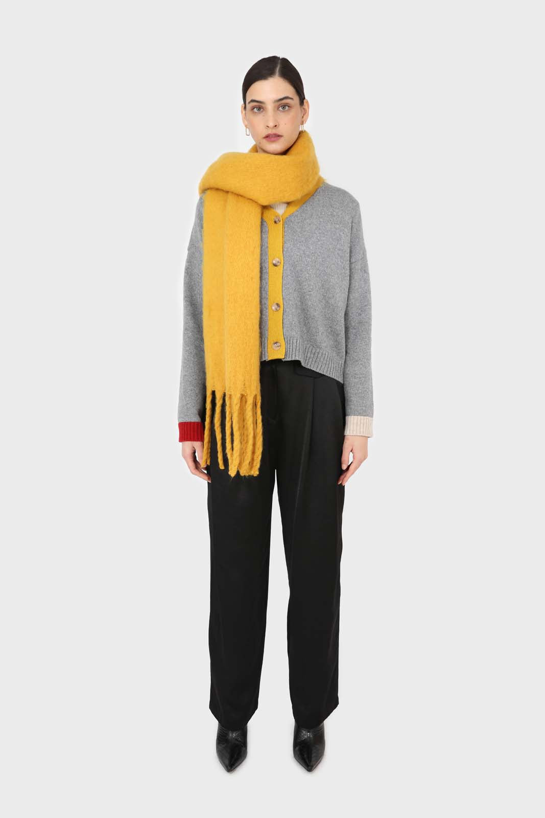 Grey and yellow contrast trim cardigan_7