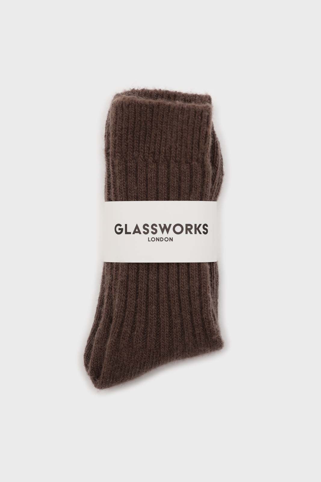 Brown cashmere wool blend socks_3