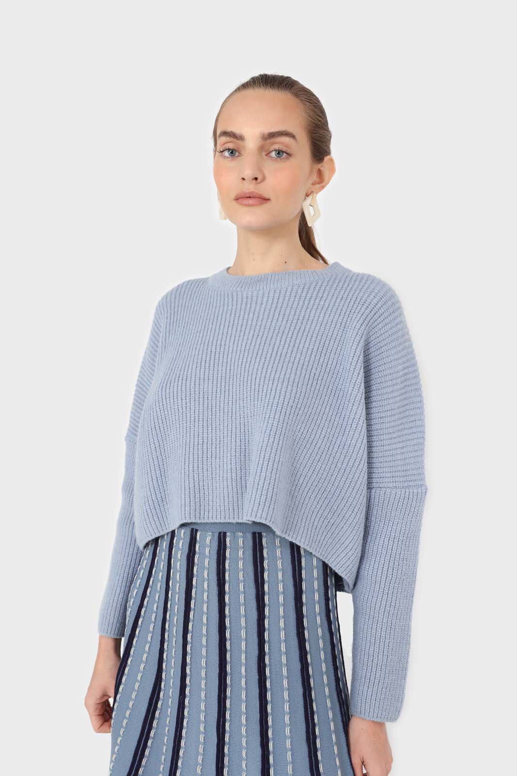 Light blue cross back crop front jumper_1