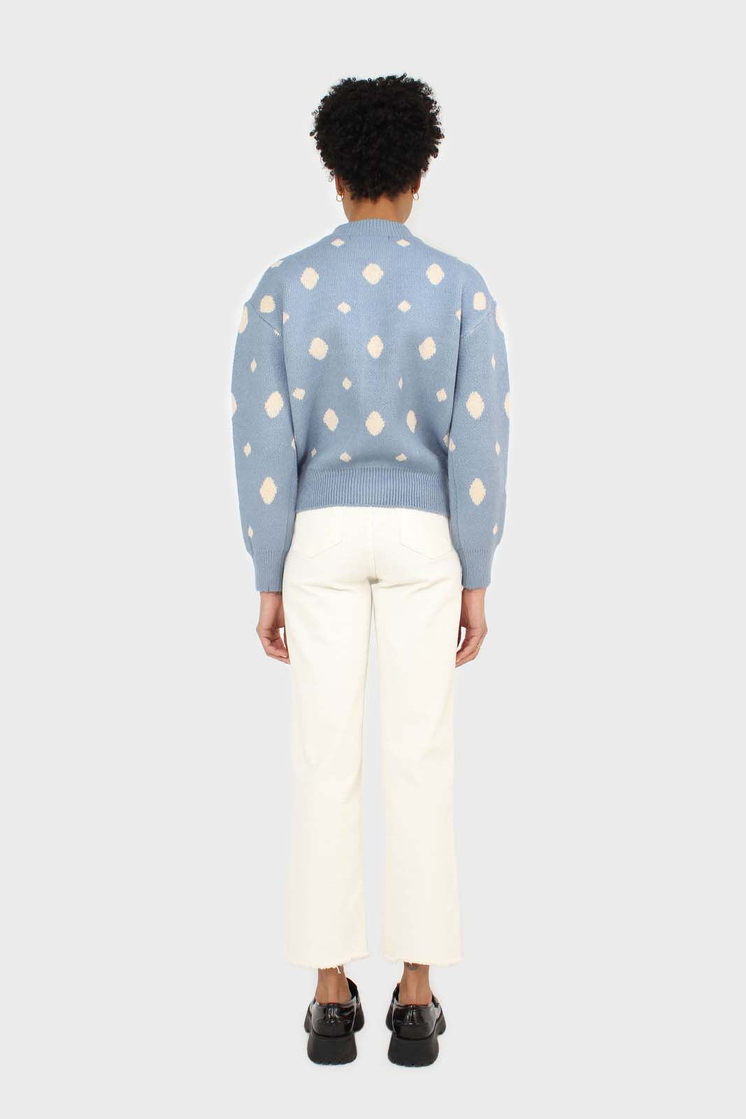 Blue and white dots cardigan_4