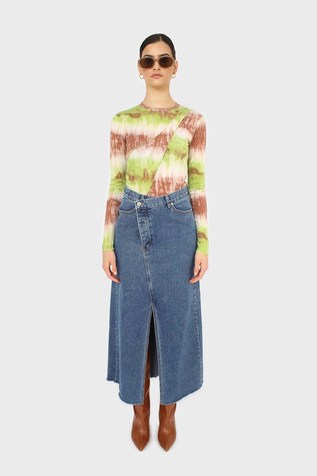 Green and brown tie dye cropped top_3