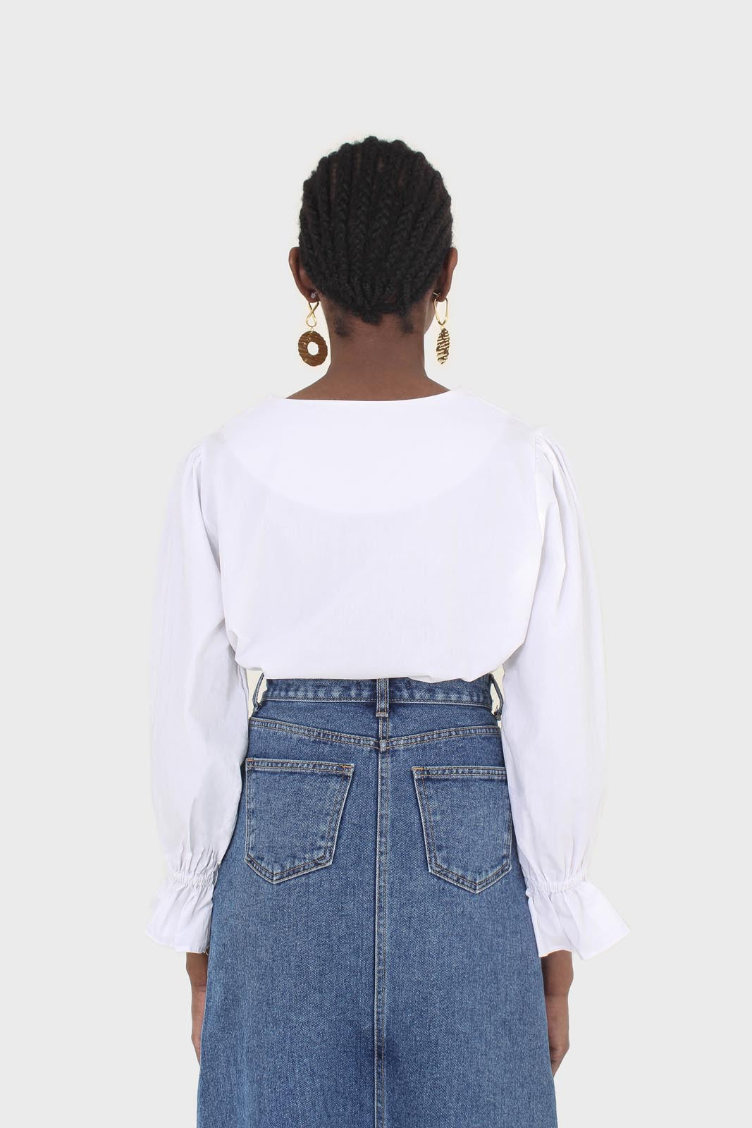 Mid blue denim front slit maxi skirt_17