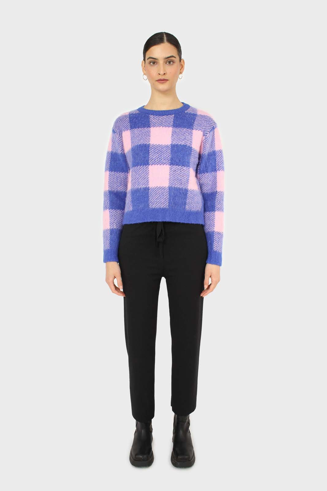 Black ribbed loose fit knit trousers_2