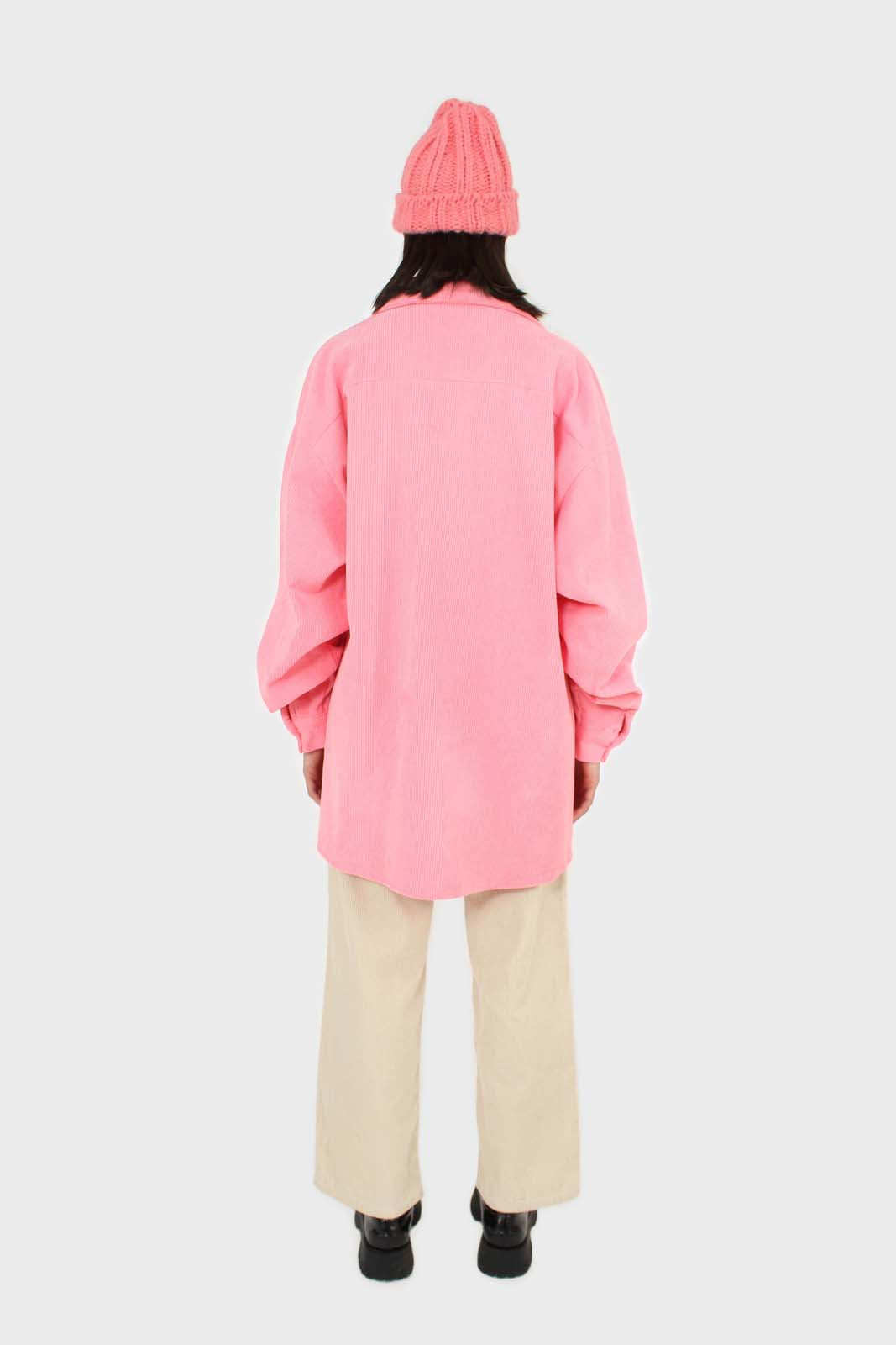 Neon pink corduroy oversized shirt_5