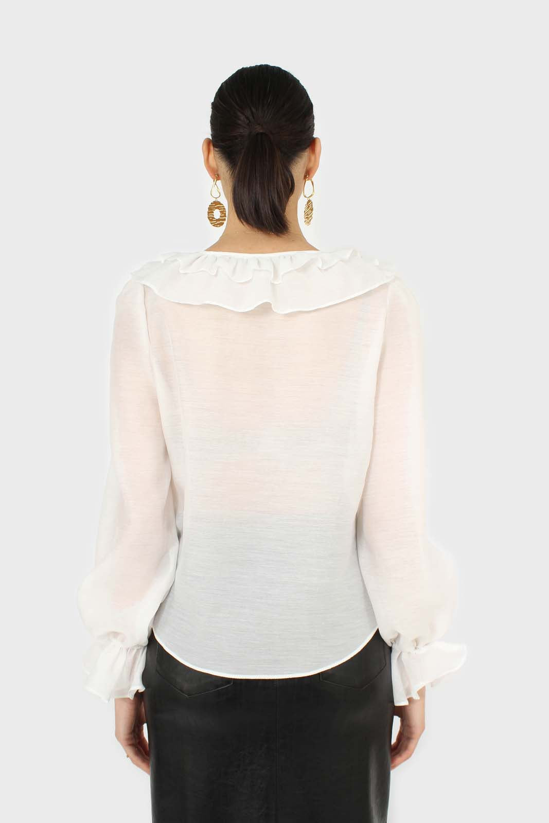 White double ruffle silky blouse_2