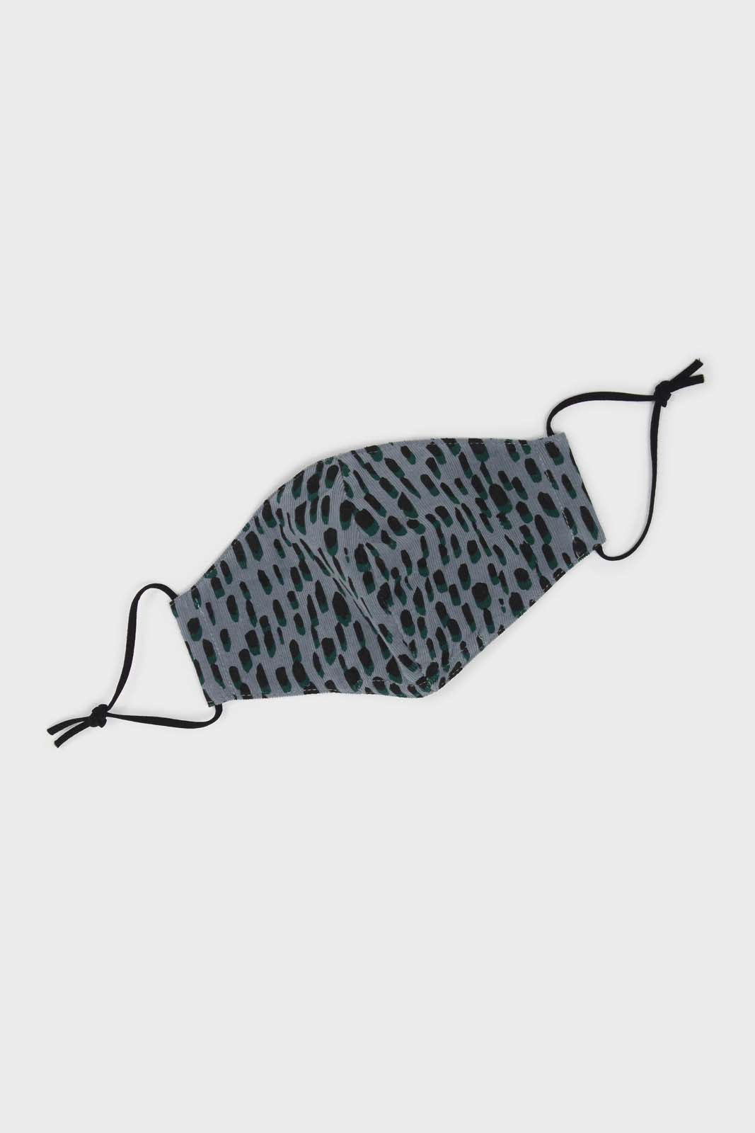 Blue patterned micro ribbed cotton mask_2