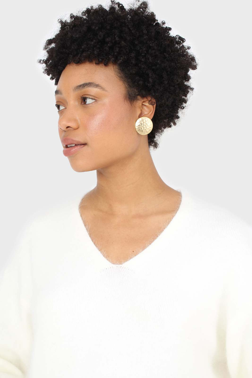 Ivory side slit V neck angora jumper_7