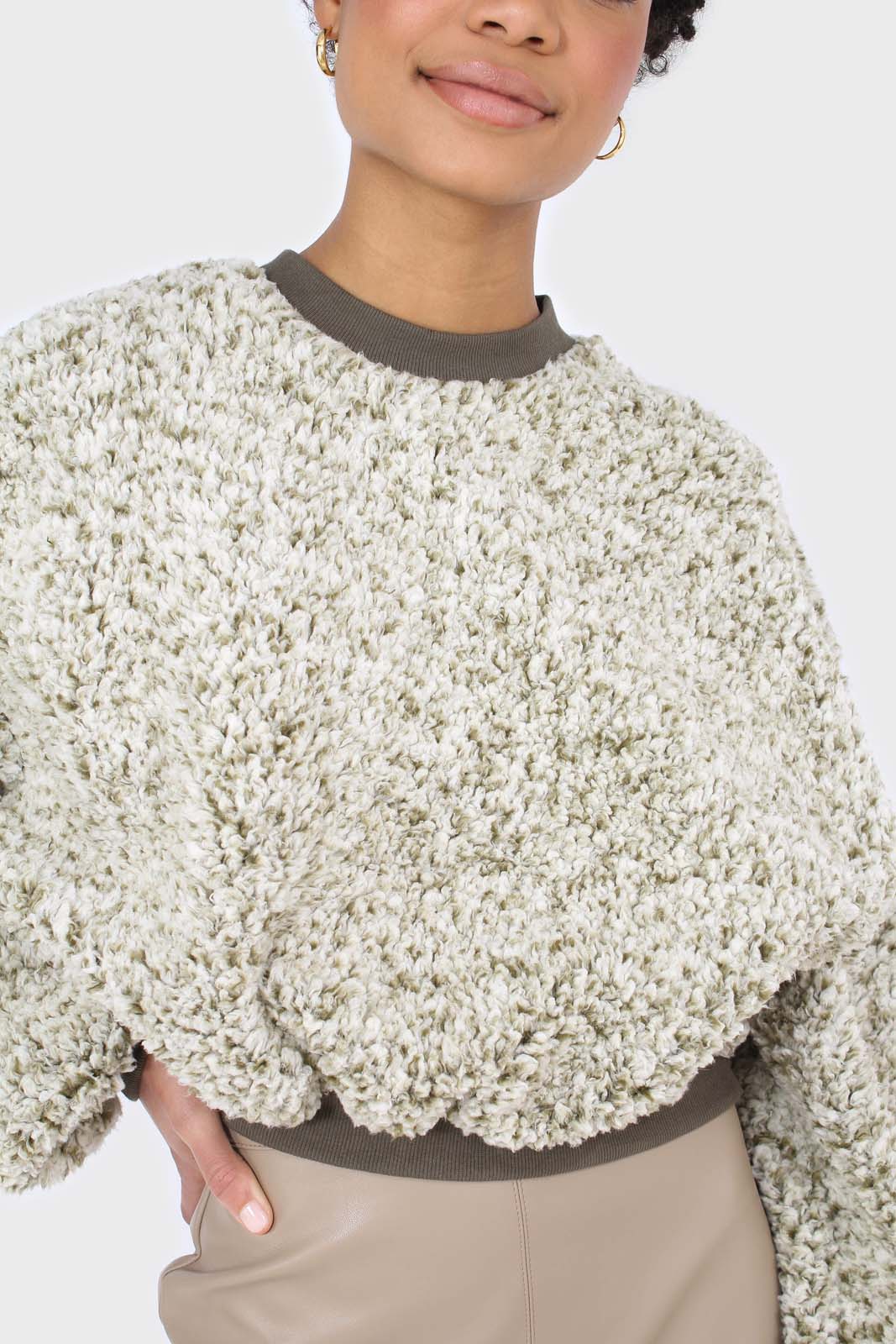Khaki teddy cropped sweatshirt_7