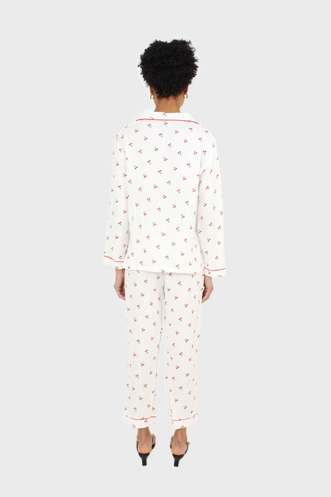 Ivory and red cherry pajama top and trousers set_3