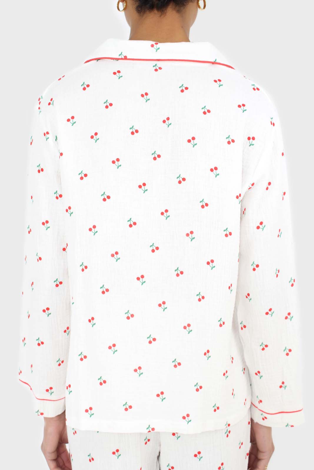 Ivory and red cherry pajama top and trousers set_6