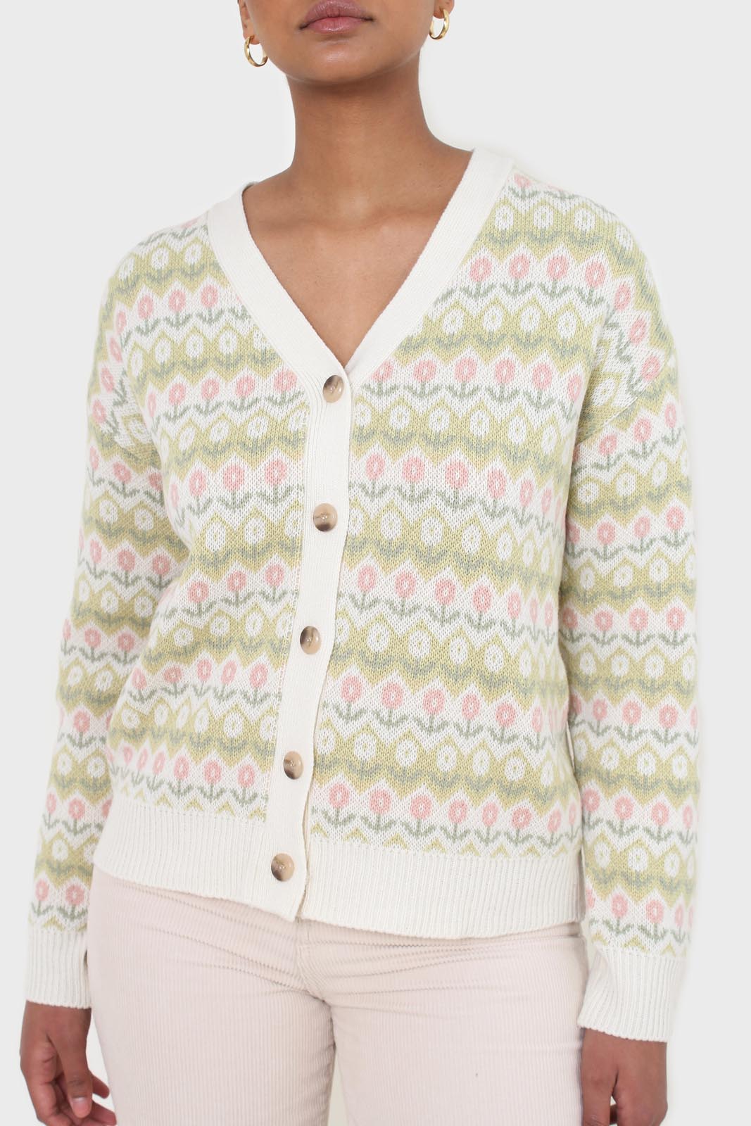 Ivory and lime tiny intarsia tulip cardigan_4
