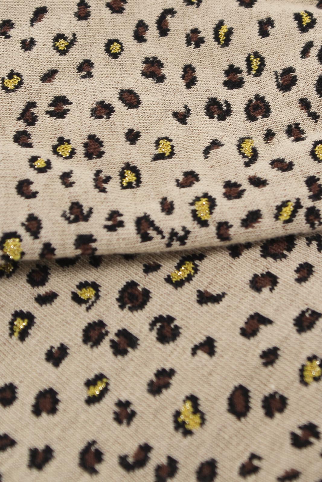 Beige and black metallic leopard print socks_2