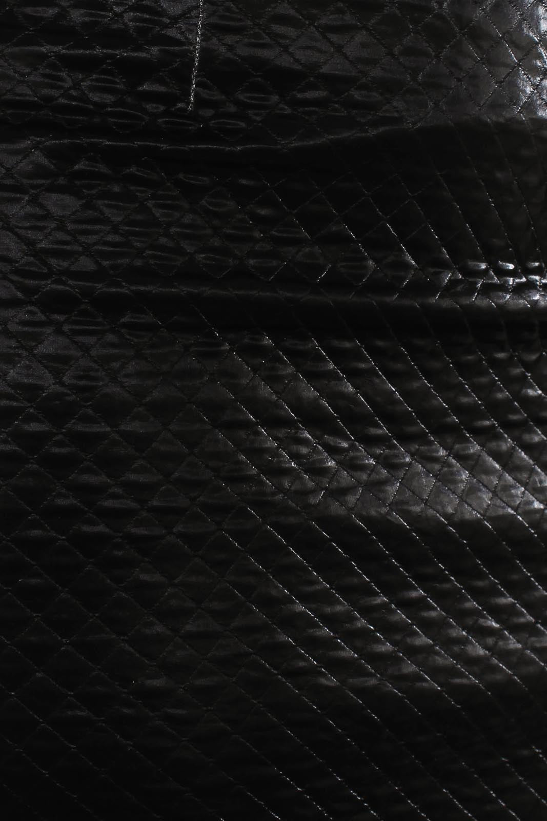 Black vegan leather contrast quilt mini skirt_6