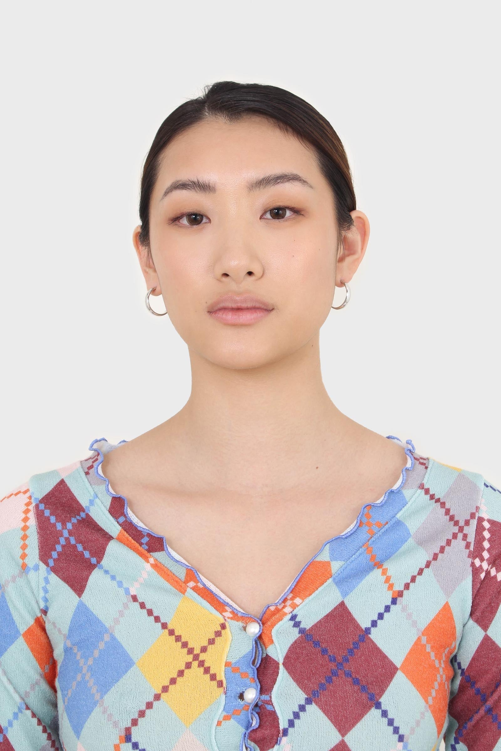 Mint multicoloured argyle button up top_6