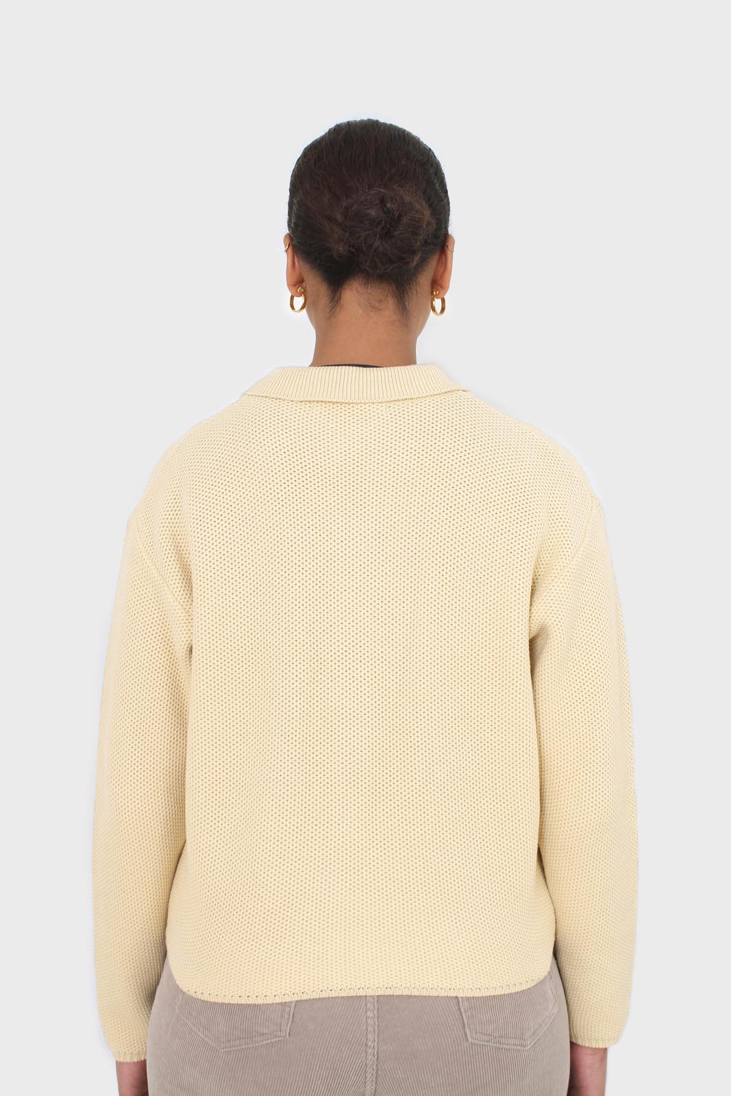 Pale yellow waffle zip up cardigan_2