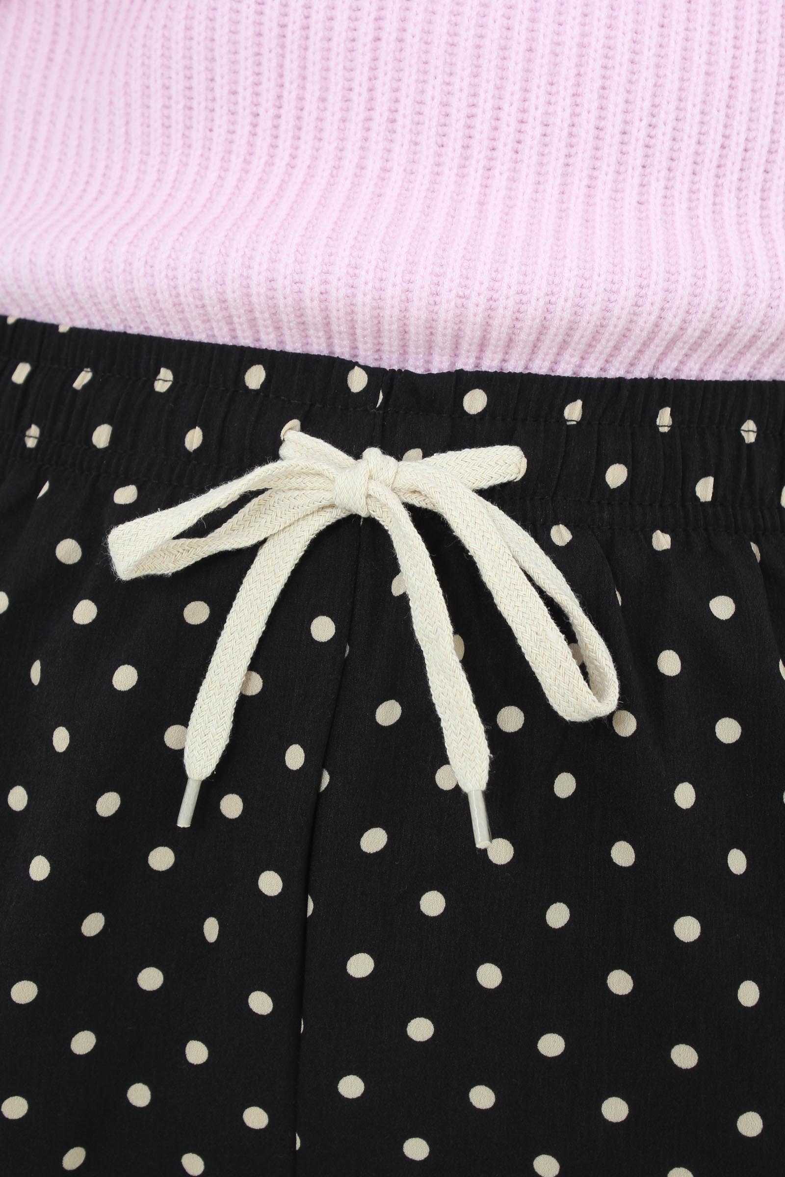 Black and white polka dot loose fit silky trousers_7