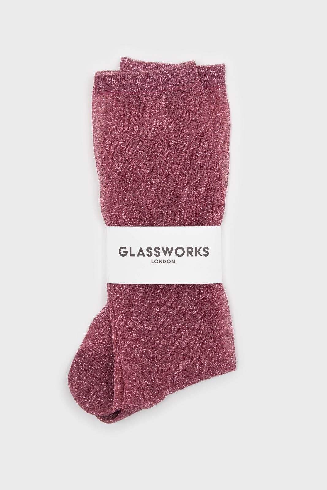 Deep pink glitter superstar long socks_3