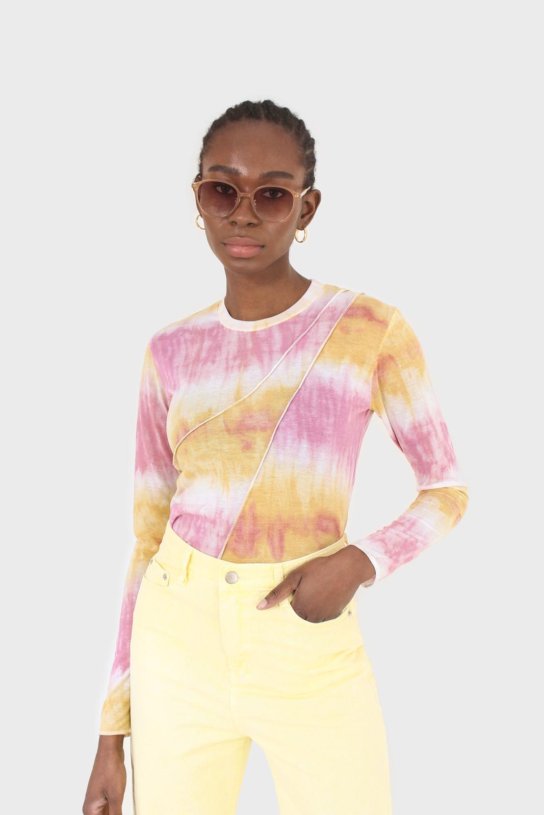 Pink and orange tie dye cropped top_1