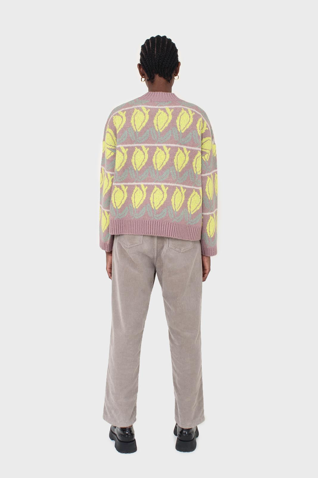 Lilac and yellow intarsia tulip crew neck jumper_5