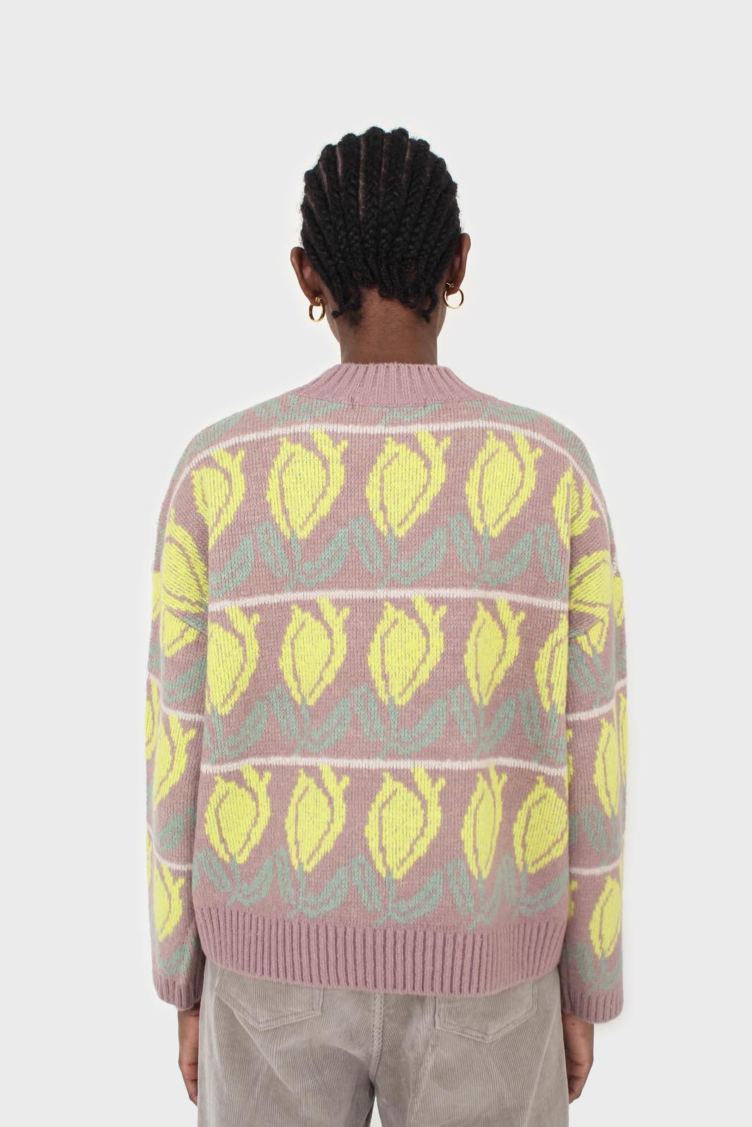 Lilac and yellow intarsia tulip crew neck jumper_2