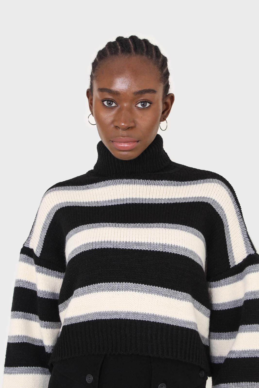 Black and ivory bold striped turtleneck jumper_2