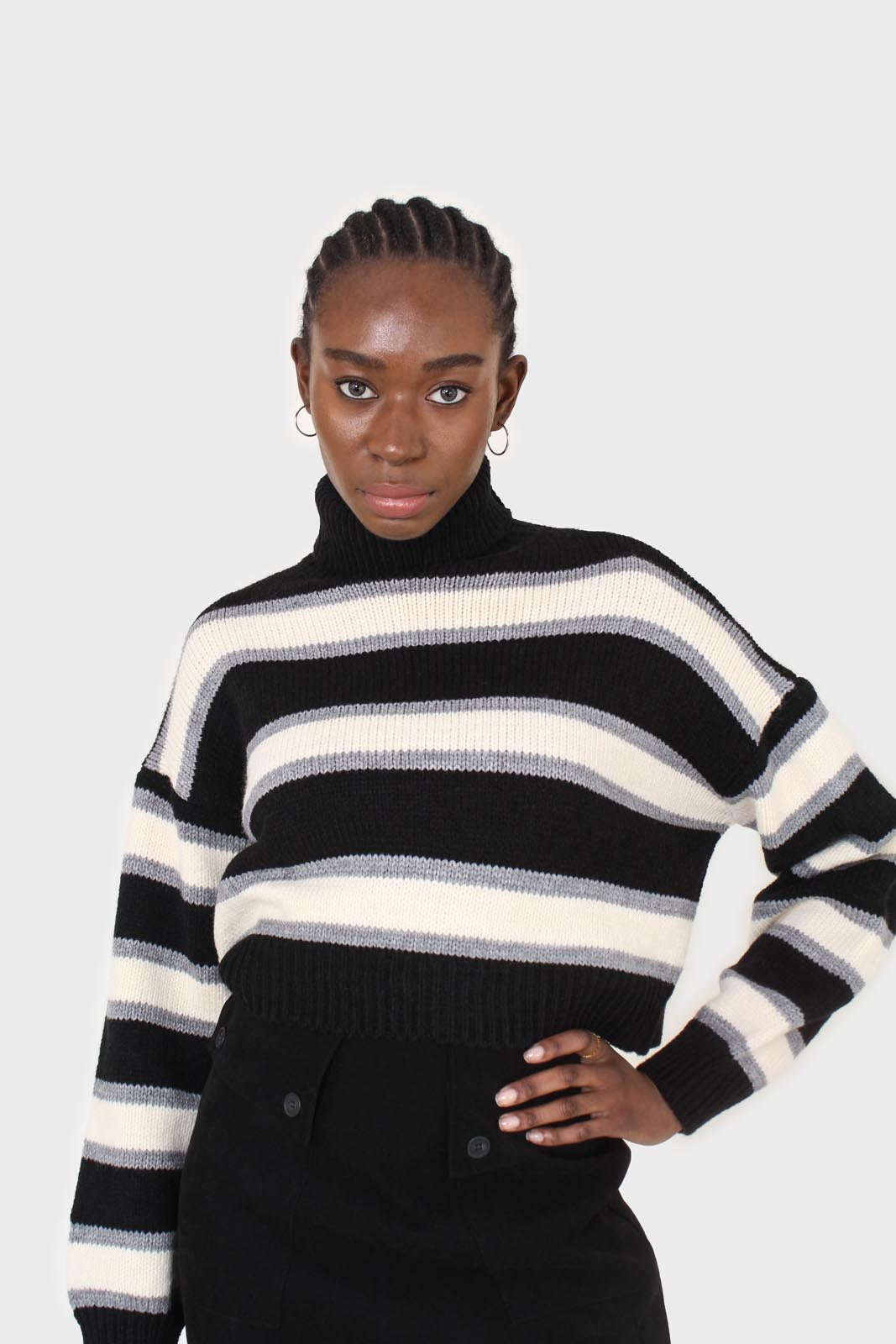 Black and ivory bold striped turtleneck jumper_8