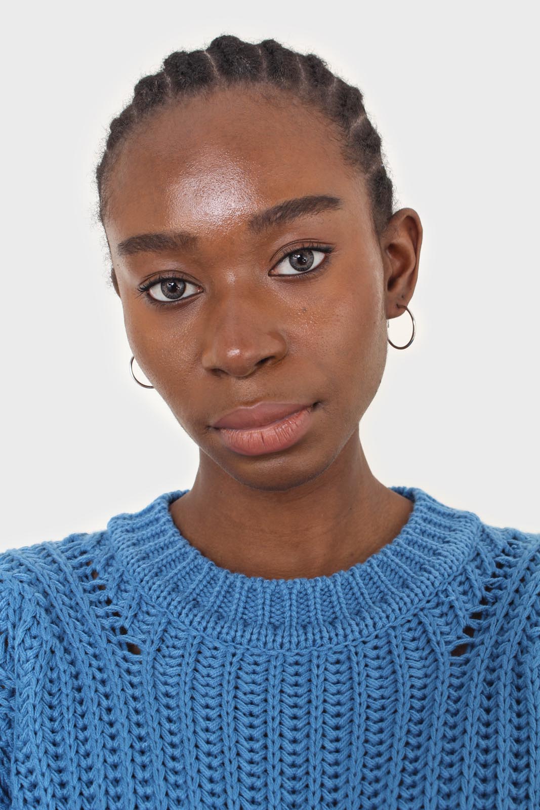 Bright blue diagonal weave loose fit jumper_8