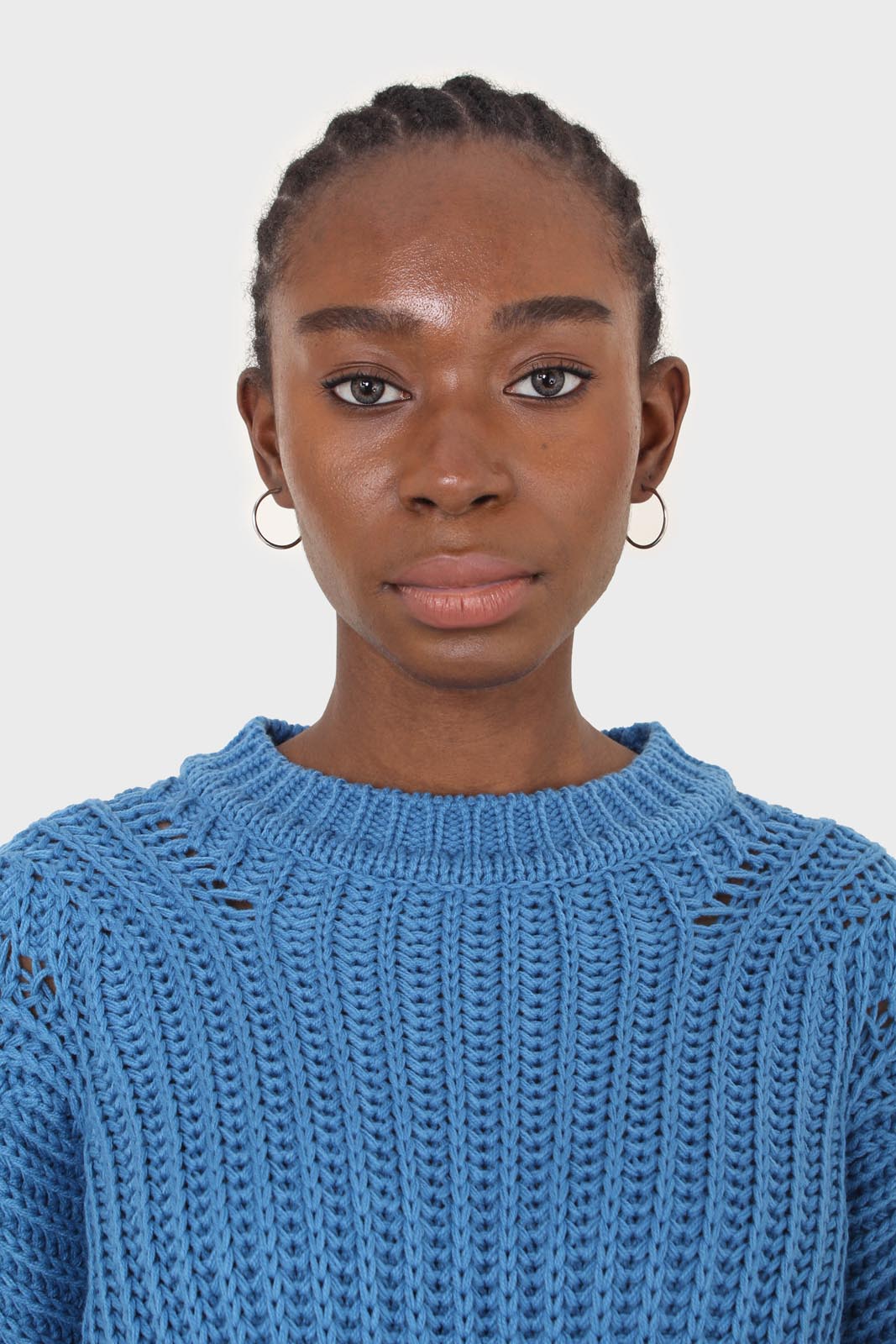 Bright blue diagonal weave loose fit jumper_6