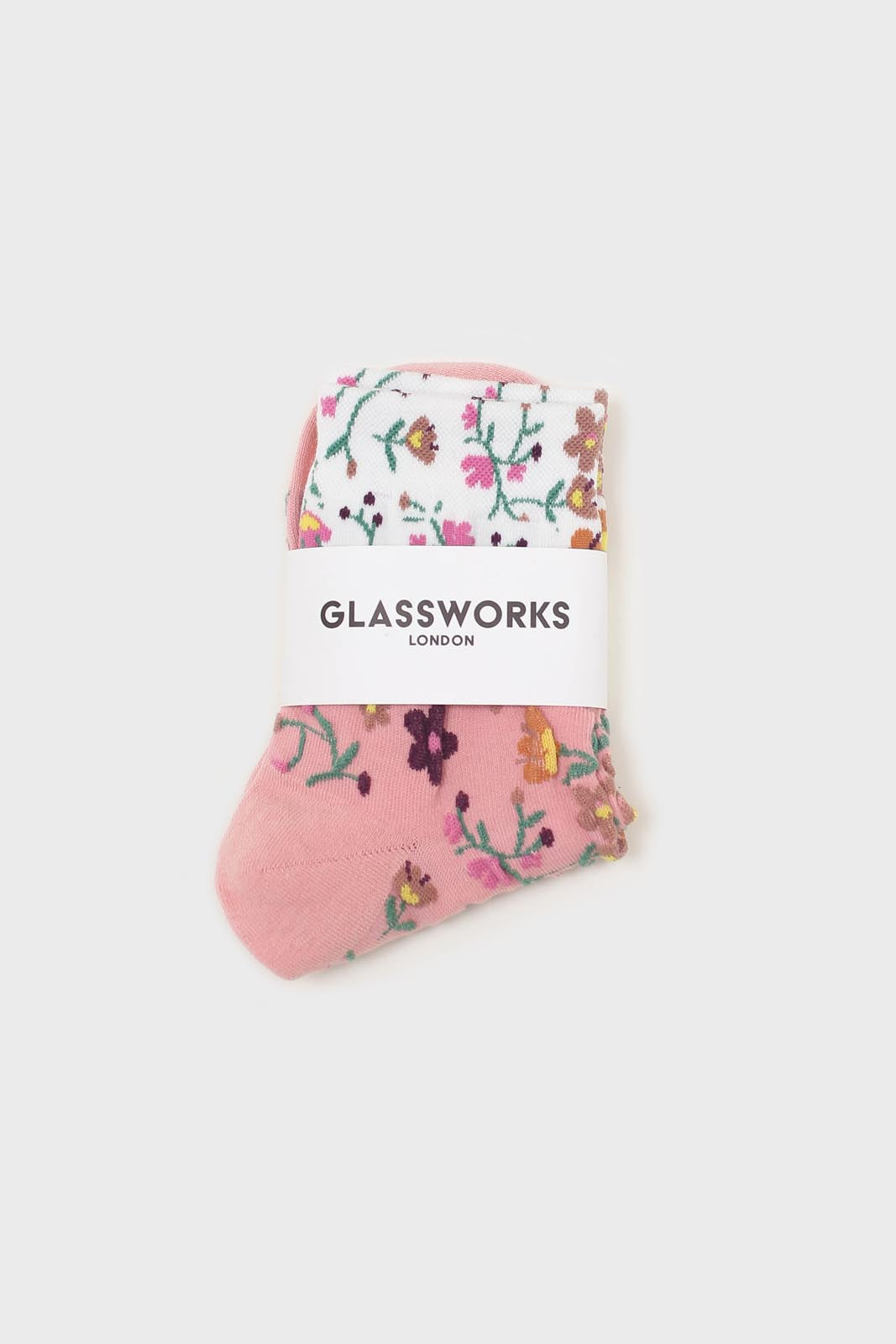 Pink floral colourblock socks_4