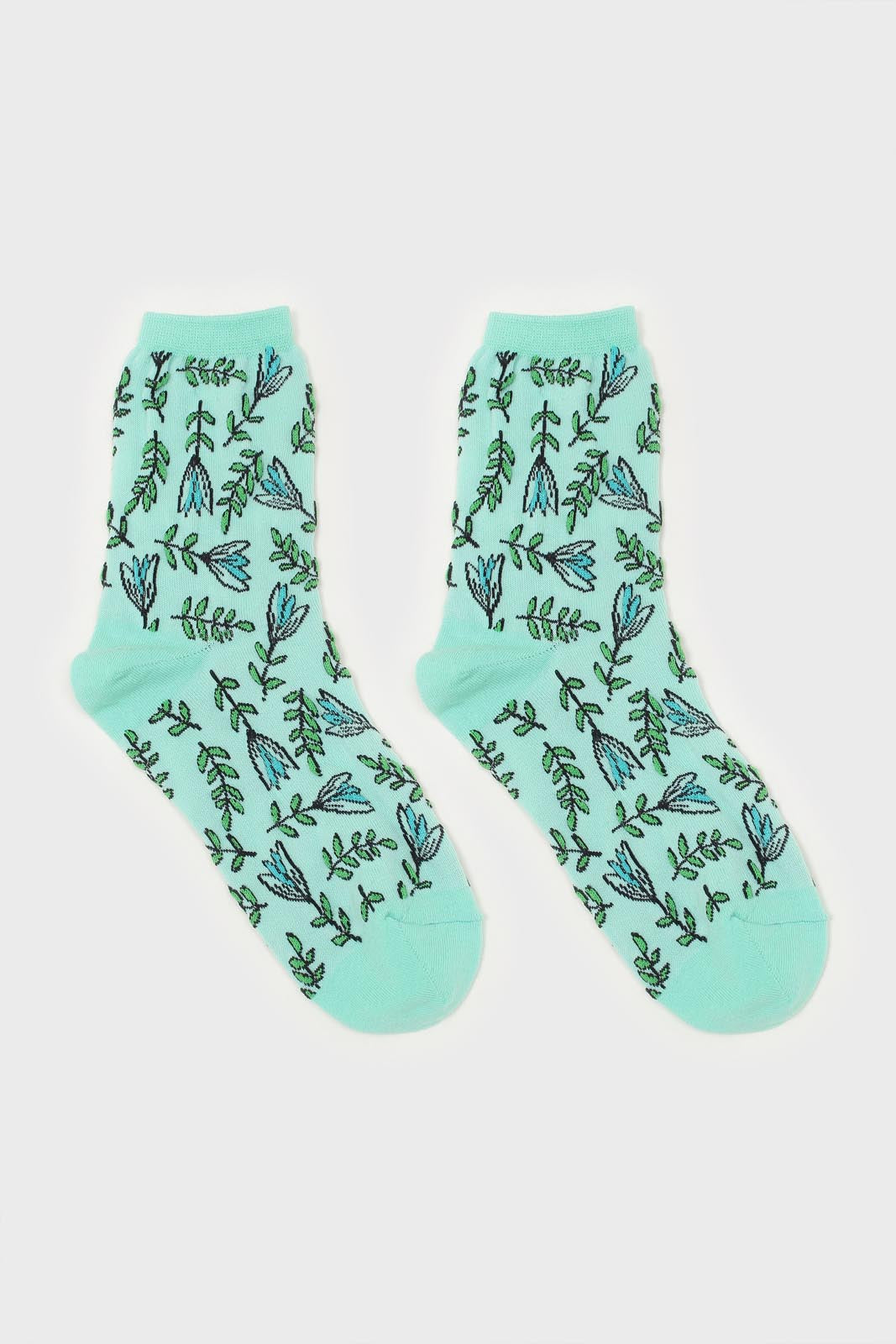 Mint botanical socks_4