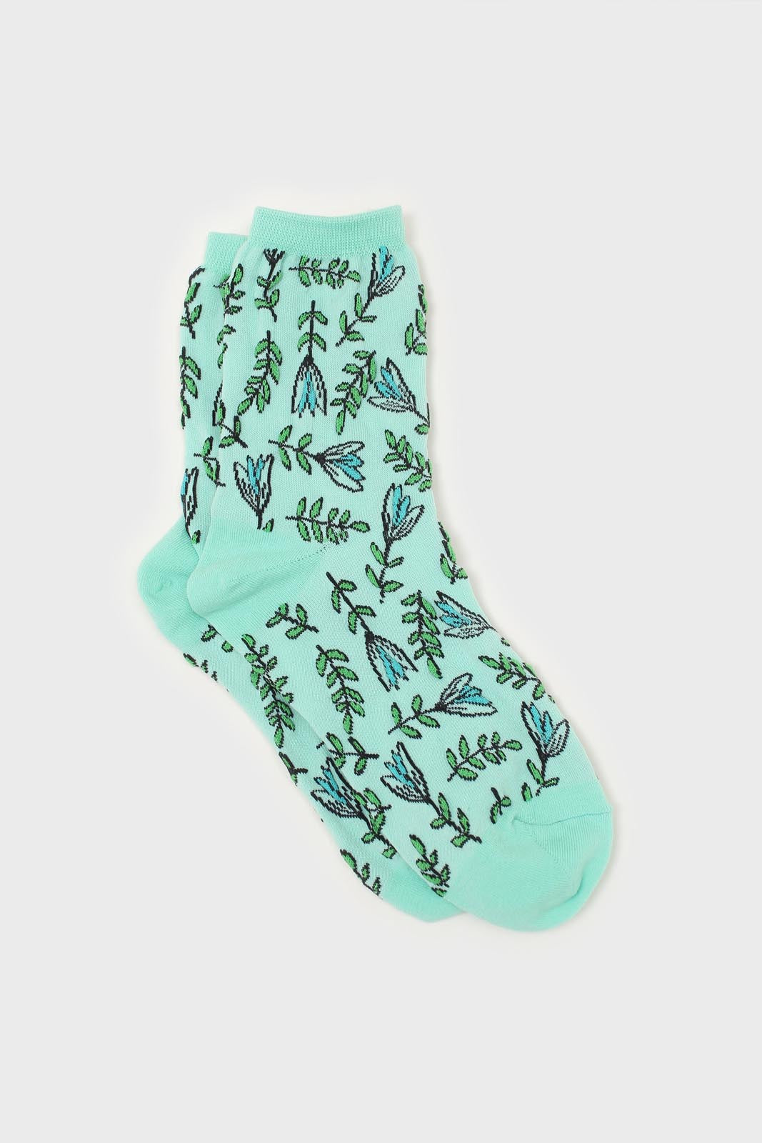 Mint botanical socks_1