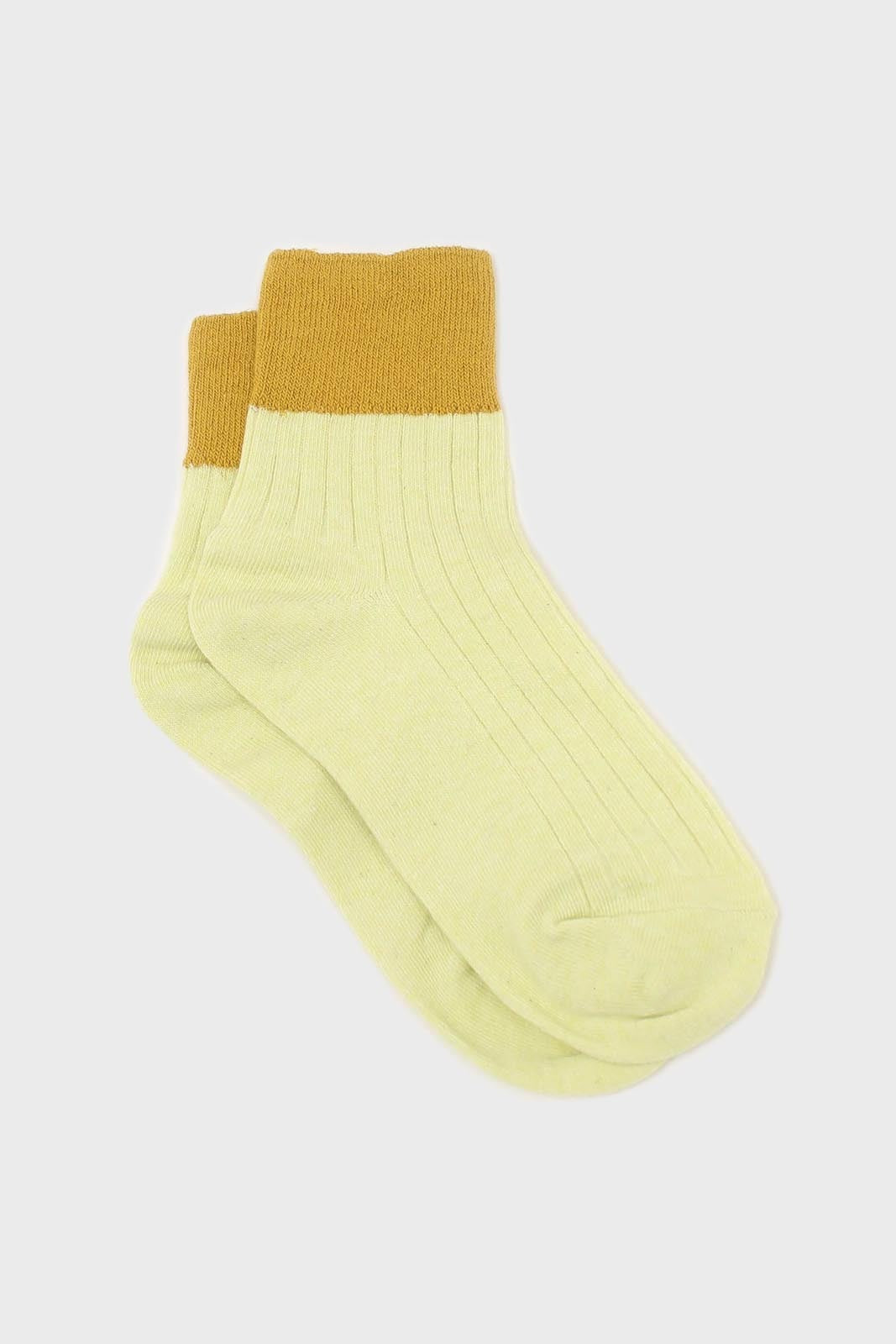 Lime and mustard candy colourblock socks_3